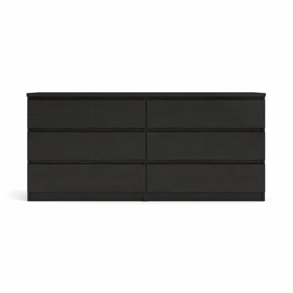 TVILUM Naia dobbelt kommode, m. 6 skuffer - sort folie og plastik