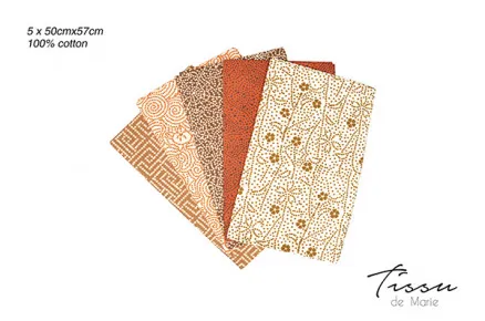 Tissu de Marie Fat Quarter Ørken 50x57cm - 5 stk